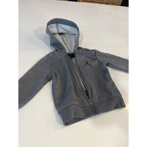Nike Jordan Baby Boys 12M Gray Full-Zip Hoodie With Logo & Side Stripe Accents